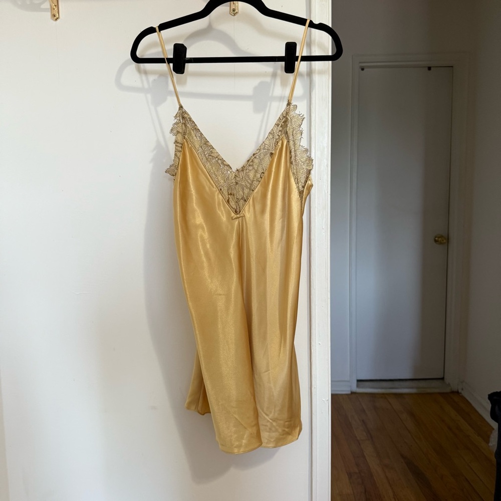 Blanche Gold & Lace Slip Dress